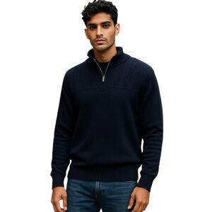 Ben Sherman Men's Pullover Sweater Mock Neck 1/4 Zip Knit SZ XXL 2XL Warm Office